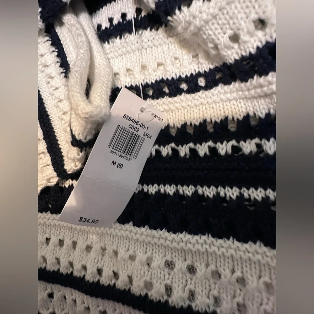 New with tags Striped Crochet-Knit Sweater for Girls Striped Black/White Sweater